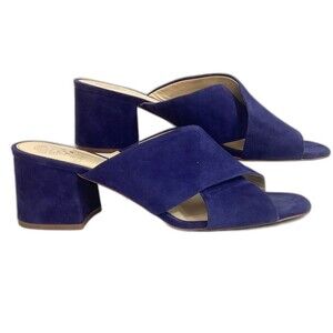 Vince Camuto VV-Sessa - Women's Sz 11(M) Royal Blue Suede Slip-On -Block 3" Heel